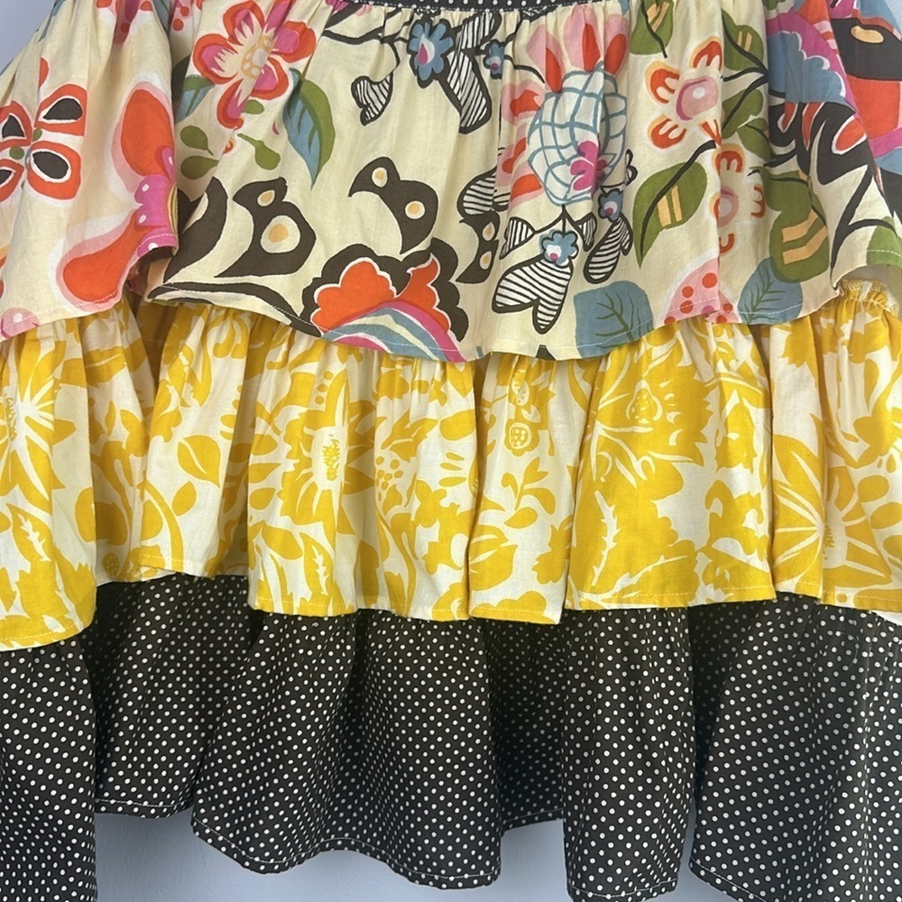 NWOT Vintage Pier 1 Bohemian Ruffle Tiered Apron Colorful Art to Wear OS Tie Bow - Picture 5 of 16